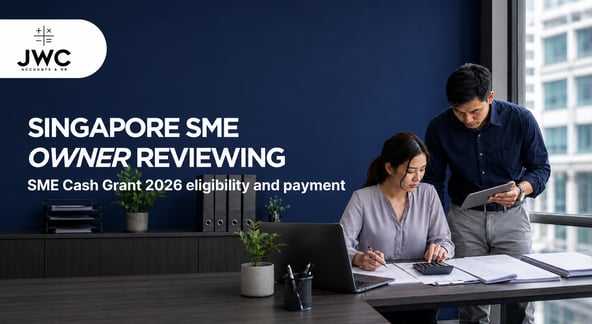 Singapore SME owner reviewing SME Cash Grant 2026 eligibility and payment details